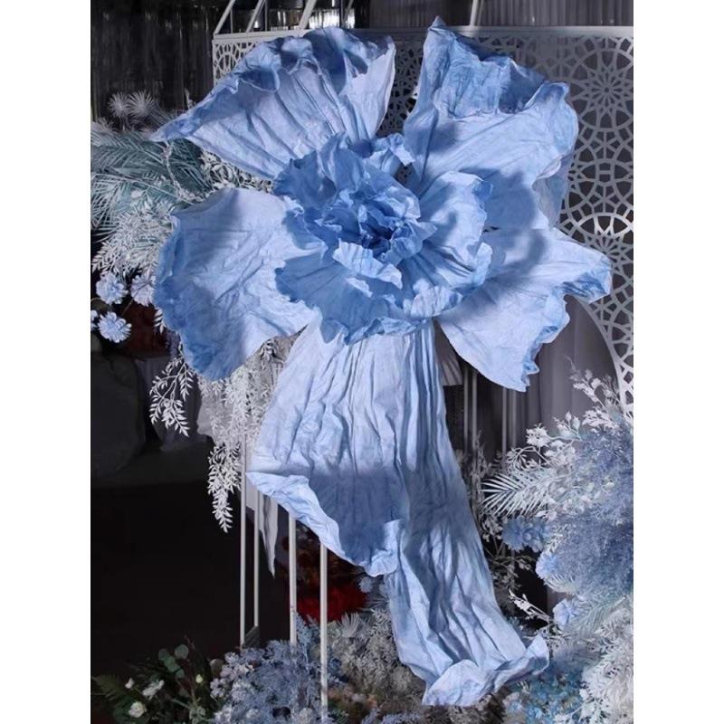 巨型美塑白色花大型婚礼20231201婚庆花装手工褶艺皱纸花橱窗饰美