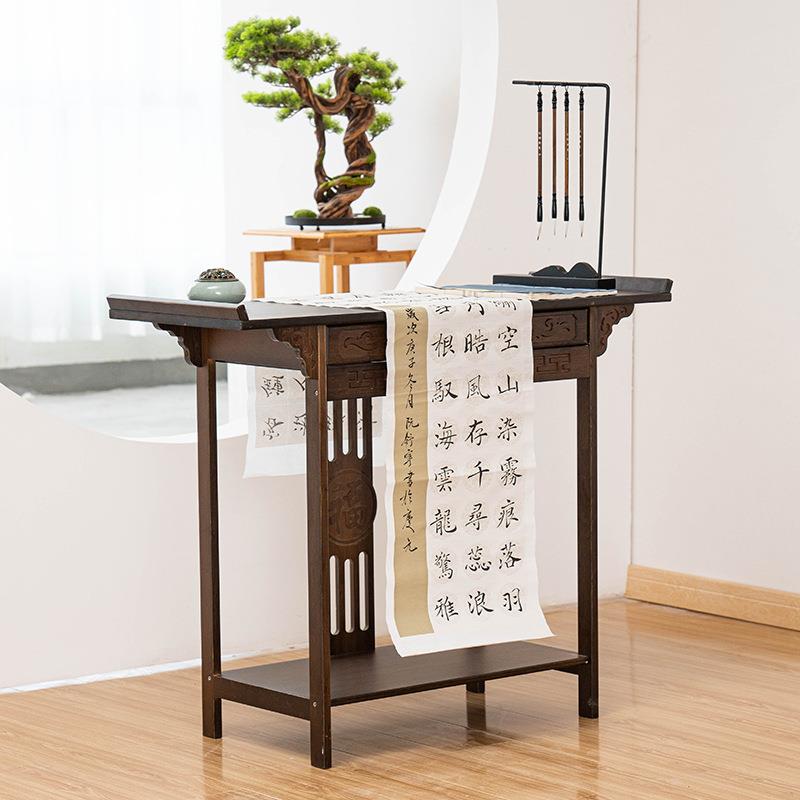 新中式家玄关桌js实木物柜玄关小置条案窄长条供桌条几桌架子靠墙
