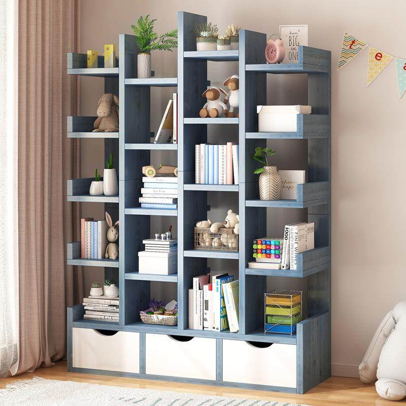 客简易书架简约绘本架纳落地收置物架厅储物柜家用sj000605书柜靠