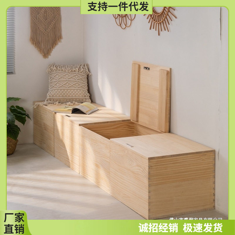 实木飘窗柜储物柜坐柜窗台柜矮柜地柜阳台柜榻榻米收纳落地柜卧室图片