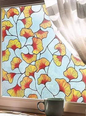 法式绘浮雕璃教贴膜堂客玻厅卫生间透光ZP彩不透人装饰窗户贴纸