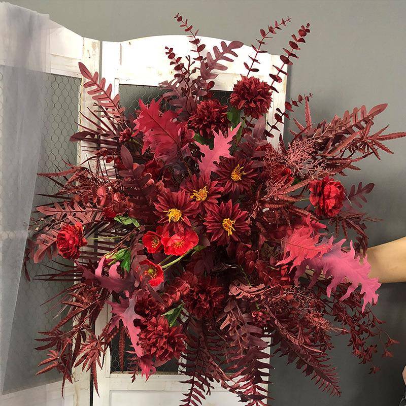 婚庆装饰打底仿真挂成品花路引花花QVX舞婚礼布置台背景装饰花排