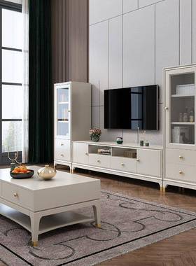 美式木茶几木VXY樱桃现代简储物柜实木茶约几电实视柜组合客厅家