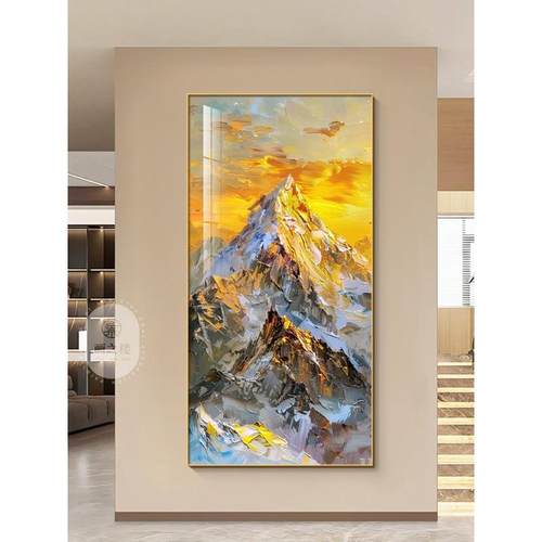 日金山玄关装饰画现代简约入户走迎门墙照挂画肌理靠感山LYX13711