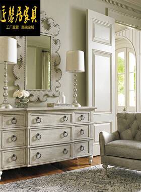 式乡村餐边白色复古做美旧卧室斗柜柜电视LAF柜多屉储物抽柜家具