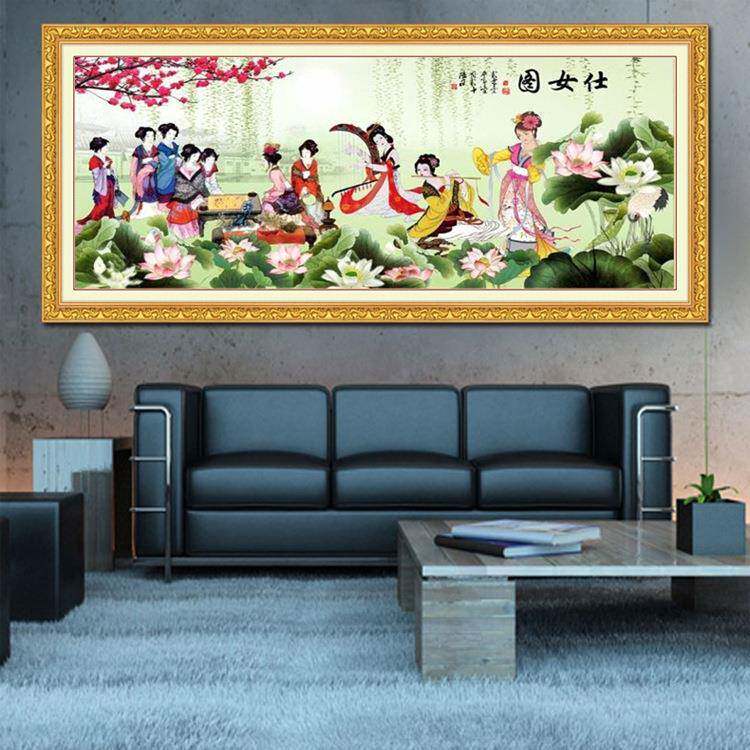 满钻全贴钻石画新款钻石画魔方钻圆钻十字绣生产厂家仕女图
