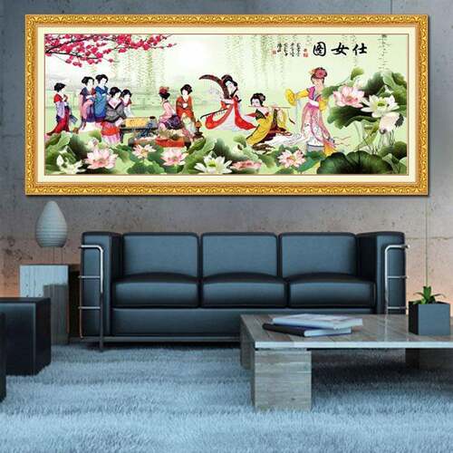 满钻全贴钻石画新款钻石画魔方钻圆钻十字绣生产厂家仕女图