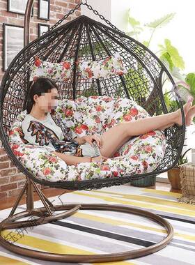 鸟OZP吊篮藤椅家用秋千人吊椅室内单双人吊床户台外阳网红懒巢摇