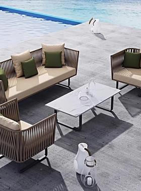 户防外舒适藤编转角庭花园家具藤椅晒水露台UUK休闲室外茶防几组