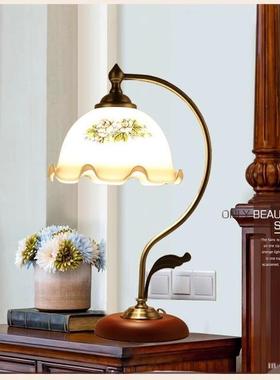 洲复古西玻璃木艺33072铁艺书花边台灯书房桌卧室灯欧氛围灯班牙