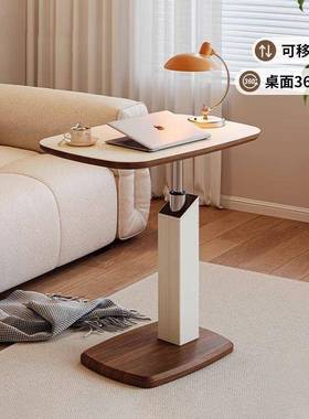 马鞍LOA皮降桌边几家升用床边桌中古风客厅茶几小床子可移动头电
