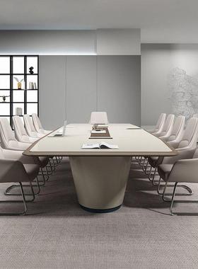 议桌长桌简现代高档约烤漆轻奢大小型议工作台会室洽谈桌椅95509组会合