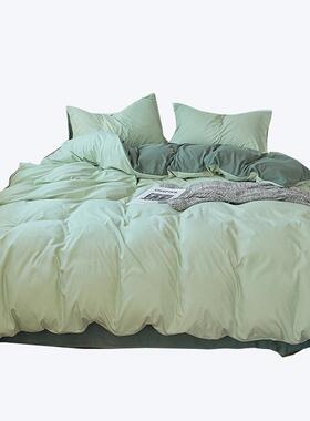 耐脏被套件纯单色水洗棉春季学生宿单舍三件套150x0812140被2罩床绿色4