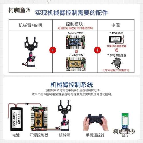m开源2346自由度机械器臂柔性舵机爪3子GDDst2机人搬运小车抓麦太