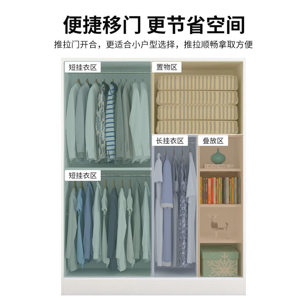 推UXS门衣柜拉家用卧室出租房子屋用简易组质装小户型1米木衣柜衣