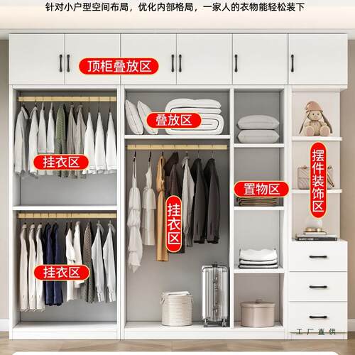 全实木衣柜家用卧室款收组合储物衣租橱小户型出房用儿ELY新童纳