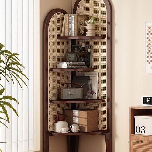 角置物架实木落子地墙边角收三纳柜客厅622角转柜餐厅拐角书架储