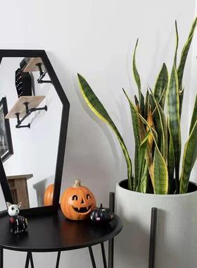 木质暗黑风置置制物架哥特式装黑色浮动搁饰板物架家NKO用木壁挂