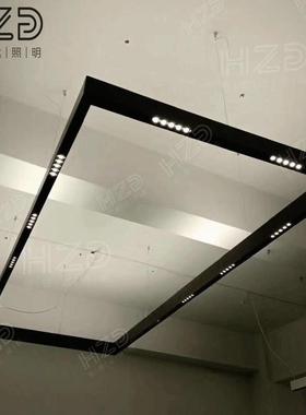 办公HZP室le条格灯一字吊线灯栅长照明条形吊灯服装店商用条d形灯