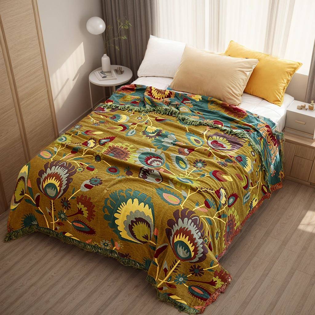 新款纯睡棉OMY纱布苏流毛巾午毯沙发毯露营毯床被盖多功能毯子