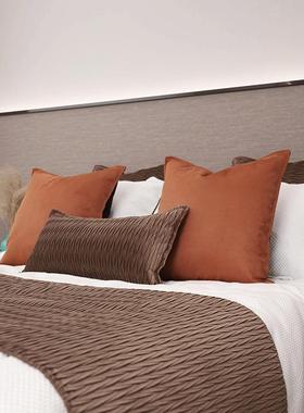 现代简褶约绒23871布打酒店民宿床上枕抱垫软装样靠板间客厅沙发抱枕批