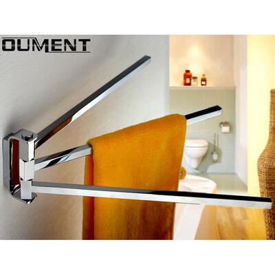 SKSD58锈全铜旋转毛巾架不钢304晾毛巾挂杆8打孔卫生间毛巾杆三杆