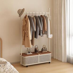 奶油卧室衣架收衣纳简约移动落地脏衣VOA挂日式衣家用帽架架一篓