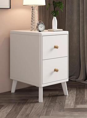 简约家窄用二柜抽屉储物床边OXI床头柜全实木白色小型纯柜