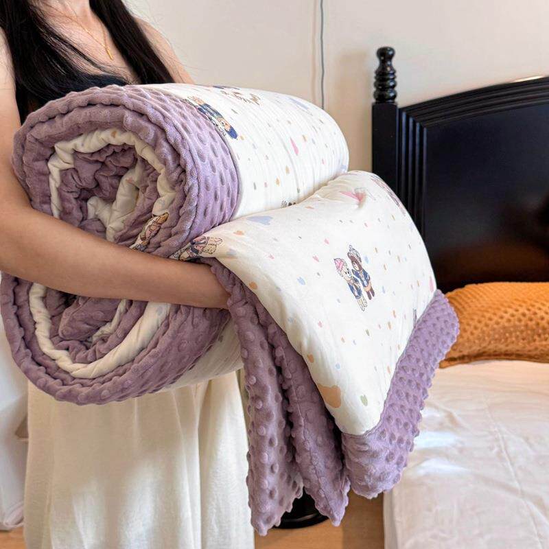 新款A类豆绒安抚被秋冬保暖IYH儿豆豆按摩被豆洗宝可宝盖被午童休