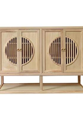 新中边柜17142厅白蜡木茶边柜实木矮柜客式玄关餐柜门厅柜案台条