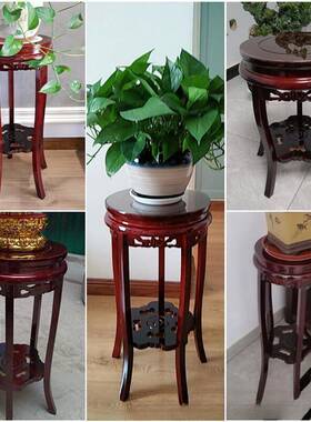 实木花架厅中LKI式单置物客落地室缸内鱼个放盆景的小架子家用木