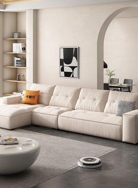人意式奶油EVI风科技艺沙发小户型客厅布现代简约排三位豆直腐块