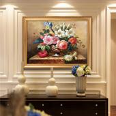 百合牡花丹手绘油画百年合卉欧式 玄关装 饰画餐TWM好厅走廊卧室壁