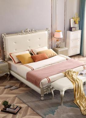 法式实木美床式轻奢床1.8米主卧室1双人大床.5油78705米网红奶风