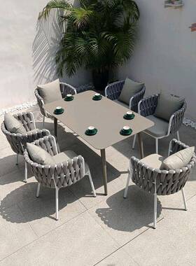 户外桌宿椅民酒防店木简约休闲藤椅庭院室FUO外花园腐露台阳台餐