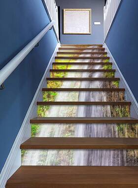 FOCLT00热带森林阳光瀑布创纸意家居墙CLT005贴墙自粘楼5梯贴防污