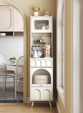 U9式岩板餐边柜客餐厅奶油风窄柜高柜体厨一房法DVP储物柜夹缝柜