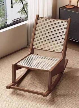 中古实木藤阳编摇摇HOF椅法复古躺椅成人可睡觉台休闲网红逍式遥