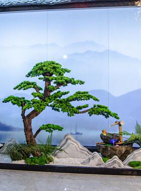 仿真树松树假KOX新中式迎客松装饰摆件室内外大型景观树造绿植景