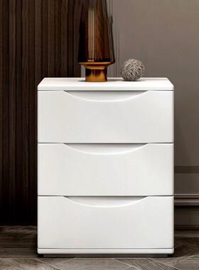 fL床头柜实JWM木原木纯白色小型抽斗屉落地柜卧三室E高款收纳储物