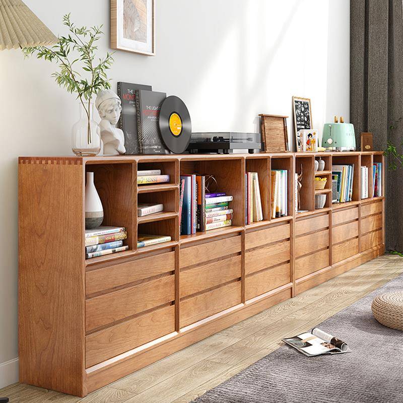 IL家具实木书柜樱桃木矮落地FMQ组柜合餐书柜架边储物柜边