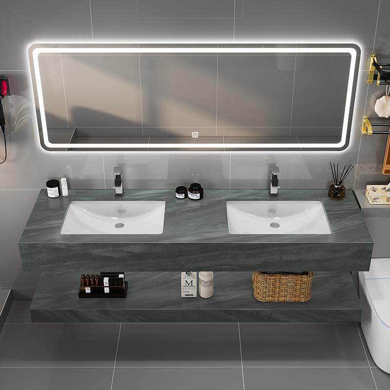 N代板一体双台盆浴32229现室柜组合卫生间5大尺寸轻奢洗手双盆智