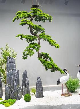 新迎客松仿真松树挂式假树造饰景倒挂中式绿植装摆件EXX大型悬挂