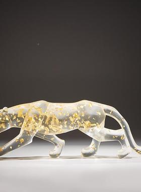 高端艺大代气招财金钱豹摆件现厅电视柜办公室无桌面家客居装饰工