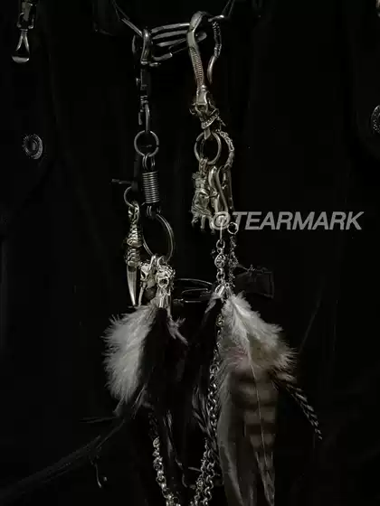 Tearmark* Visual Dark Avant-Garde Kmrii Style Feather Accessory Bag Pendant Keychain Pants Decoration
