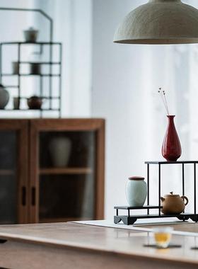 45OF75979J9铁艺茶棚茶具展居示架收纳柜博架V多宝阁配件家古茶室