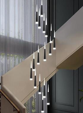 楼灯梯长吊灯别墅旋转loft公ZQJ寓挑客楼梯间高灯复厅式楼中楼梯