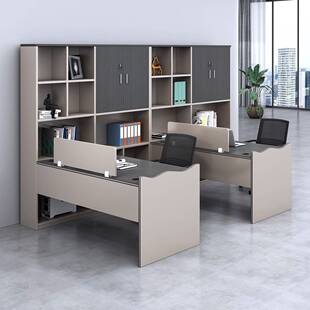 财务办公桌职员桌椅组合双人对坐办公室主管桌带高柜会计办公桌子