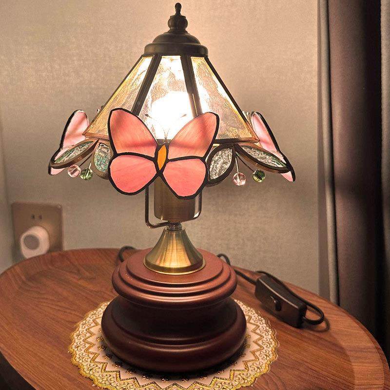 法式复古蝴蝶客厅卧桌面灯美式主古怀stjAR2Gx旧创意卧室氛中围台