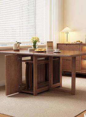 全实木折餐家用小户桌型饭桌方形餐桌椅可折叠OJY叠长折叠桌吃饭